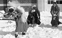 Image of girls' snowball fight--ca1943